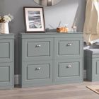 SoBuy Meuble à Chaussures 4 Abattants, Armoire de Rangement 16 Paires, Meuble Entrée Couloir Compact en MDF, 105x24x83 cm Gris