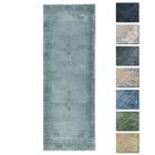 Tapis Salon Poils Courts Argent 80x195 cm - TESSO LIVING - Vintage - Lavable - Franges de coton