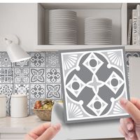24 Feuilles Mural Stickers Carrelage de 10x10cm, Imperméables Carreau de Ciment Adhesif pour Cuisine, Salle de Bain, 2D