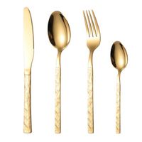 Couteau de table,Couverts Dorés en Acier Inoxydable,Couteau à Steak,Fourchette,Cuillère,Couverts de Luxe,Pierre Mars- Gold-1 set