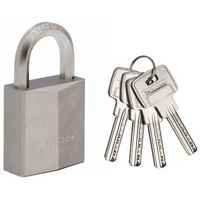 Cadenas en laiton nickelé 40mm - MASTER LOCK - Anse hexagonale - Haute sécurité - 4 clés incluses