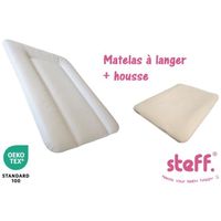 Steff - Matelas à langer blanc 50x70 cm - housse de matelas à langer ecru 50x70 cm - avec l'OEKO TEX label standard 100