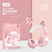 Kalavika LED Casque Audio Enfant Fille Casque avec Fil Écouteurs Oreille Chat Réglable pour  Android,WP, Rose