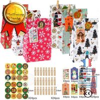 CONFO® Ensemble de sacs en papier de Noël sac cadeau calendrier de l'avent numérique sac d'emballage de bonbons sac cadeau 24 ensemb