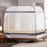 Moustiquaire pour lit,YSTP tente portable de voyage pliable avec double porte avec fond pour voyage, gris, 200 x 220x 150 cm