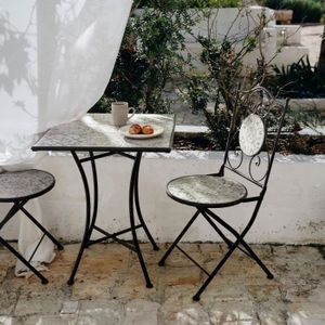 Ensemble table et chaise de jardin Table de jardin 60 cm avec 2 chaises en céramique 