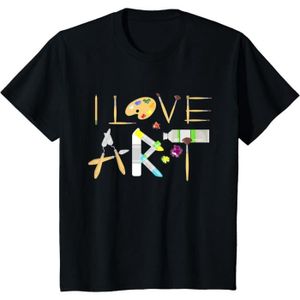 CRAYON DE COULEUR Cadeau Pour Peintre I Love Art Pinceau Palette Dessinateur T-Shirt[V835]