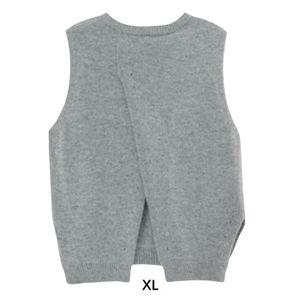 GILET - CARDIGAN Débardeur,Gilet en tricot pour femmes,pull sans manches,Portable,réutilisable,lavable,de remplacement,couleur unie- Grey XL[C42]