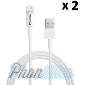 CÂBLE TÉLÉPHONE Lot 2 Cables USB Chargeur Blanc compatible Apple i