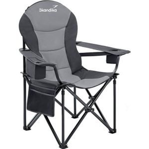 CHAISE DE CAMPING Chaise pliante camping confortable avec porte-gobelet - Skandika Relax Comfort - compartiment isotherme - Max 160 kg - Sac