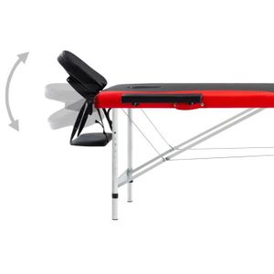 TABLE DE MASSAGE - TABLE DE SOIN NEUF Table de massage pliable 2 zones Aluminium Noir et rouge En Stock YESMAEFR