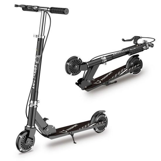 Trottinette Pliable Enfant 2 Roues - Roues LED Lumineuses - Guidon Réglable 3 Hauteurs - 100 Kg Max