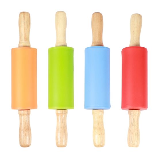 Rouleau à Pâtisserie Silicone Antiadhésif Remeel - Manches Bois, Surface Facile à Nettoyer, 30 Cm Idéal Pizza & Pâtes