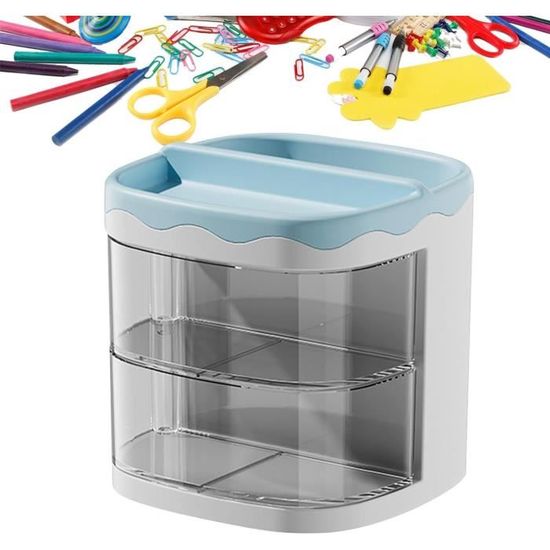 Organisateur De Bureau En MDF - Porte-stylos, Livres, Fournitures - 15 Pièces, Couleur Merisier - Pour Chambre, étude, Bureau - 8