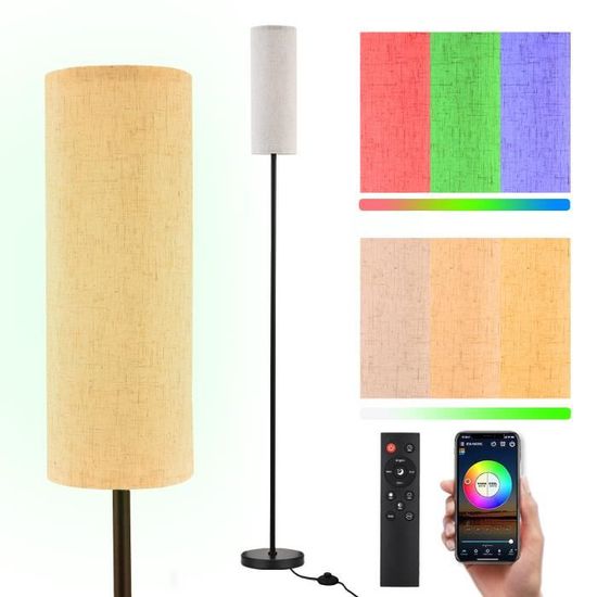 OUTON Lampadaire avec télécommande, intensité variable et 4 températures de couleur réglables, minuterie 1h, lampadaire LED avec 2 ports USB, lampadaire avec abat-jour pour salon, chambre à coucher OUTON Lampadaire avec télécommande, intensité variable et 4 températures de couleur réglables, minuterie 1h, lampadaire LED avec 2 ports USB, lampadaire avec abat-jour pour salon, chambre à coucher