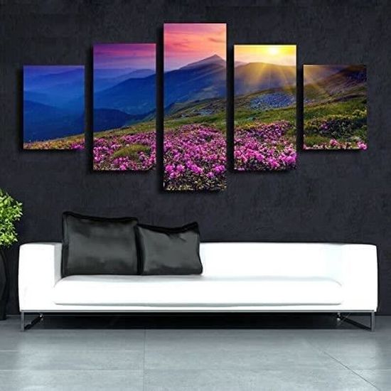 Toile Murale Paysage Montagne Et Lac - Impression Giclée Sur Coton, Plusieurs Tailles