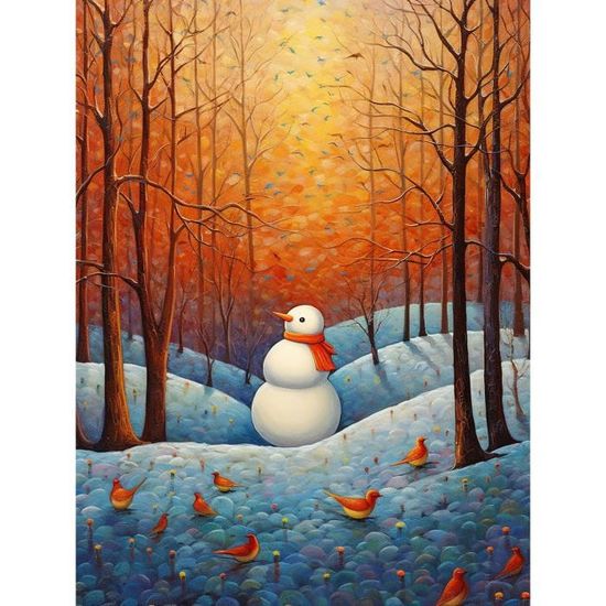 Bimkole 5D Diamond Painting Kit – Pupazzo Di Neve Invernale, Tela 30x40 Cm, Completo Di Strass E Strumenti