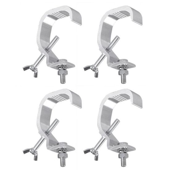 10 Pinces Pour éclairage Scène/DJ - Support 25kg - Pour Tubes 30-52mm - En Alliage Alu Argenté