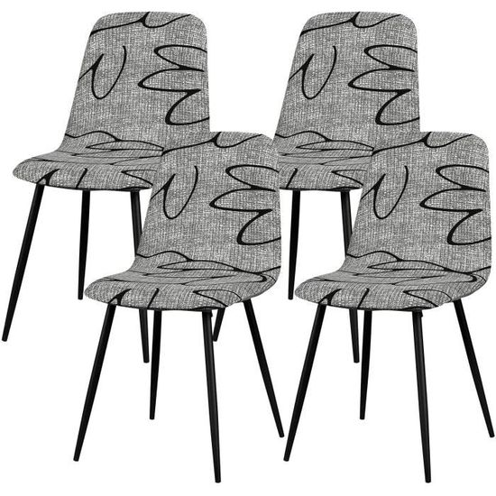 Housses De Chaises Extensibles Velours - Lot De 4, 90% Polyester 10% élasthanne, Imperméables, Design Triangle, Lavables En Machine