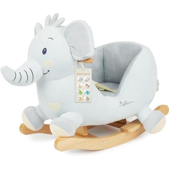 Bieco Peluche Animal à Bascule Cerf Lina | Cheval a Bascule Bebe 1 an | Cheval à Bascule Animal a Bascule Bebe Animaux a Bascule Enfant Cheval Bascule Bois Grand Cheval à