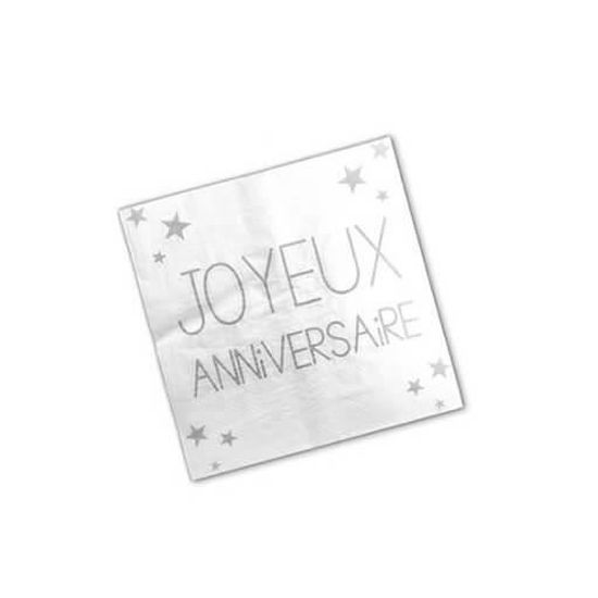 Serviette Joyeux Anniversaire Blanc Albatre X24 Ref S3pa00ba Achat Vente Serviette Jetable Serviette Joyeux Anniversai Cdiscount