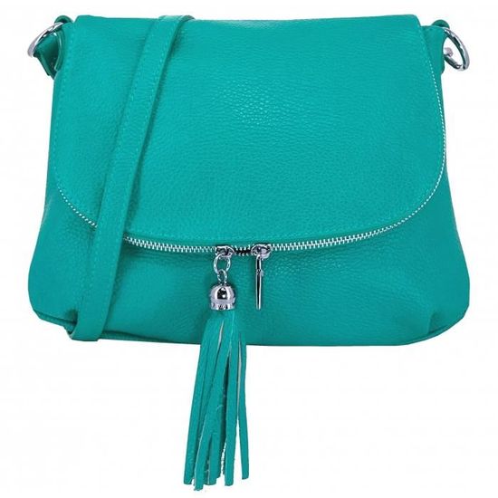 Sac à main bandoulière à rabat en cuir Sylvain Lefebvre TURQUOISE