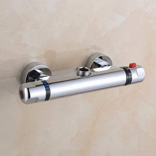 Robinet mitigeur thermostatique pour baignoire + pommeau de douche, avec  valve de contrôle de la température