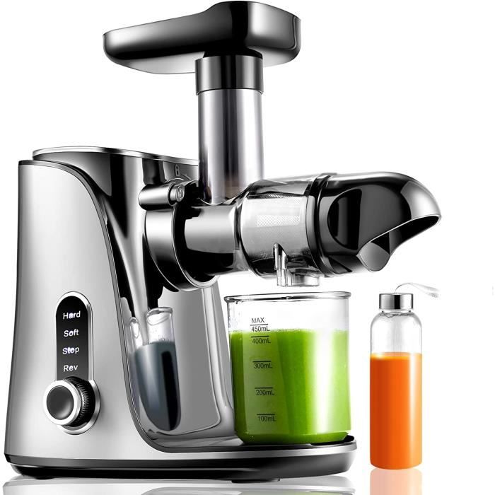 Extracteur de Jus, AMZCHEF Extracteur à Jus de Fruits et Légumes avec 2 vitesses,2 bouteilles d'eau portable 500ml,écran LED