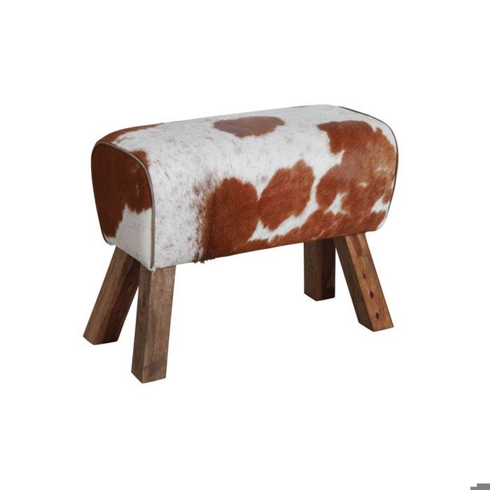 Tabouret en peau de vache et bois