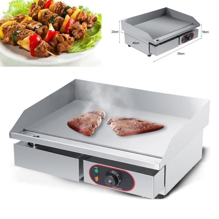 Plancha Grille Électrique avec Tiroir Barbecue Plaque de Cuisson 3KW Pro - Belle tech