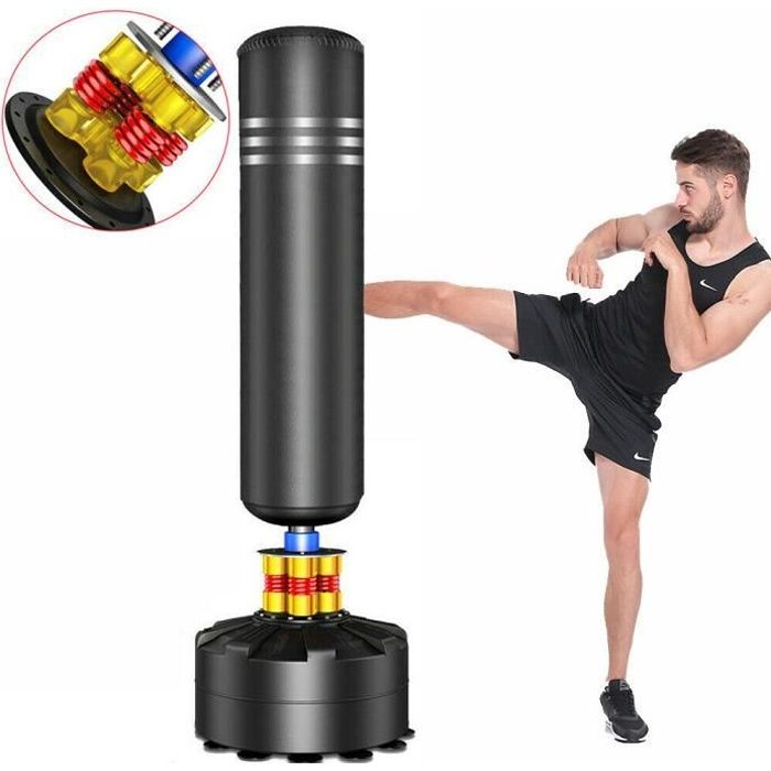 Sac de boxe autoportant adulte Boxing Partner Sac de Frappe robuste Base ABS - 1,75m-Noir