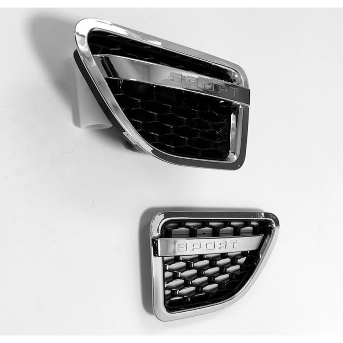 2 PRISE D'AIR D'AILE NOIR + CHROME POUR RANGE ROVER SPORT L320 PHASE 1 DE 06/2005 A 08/2009