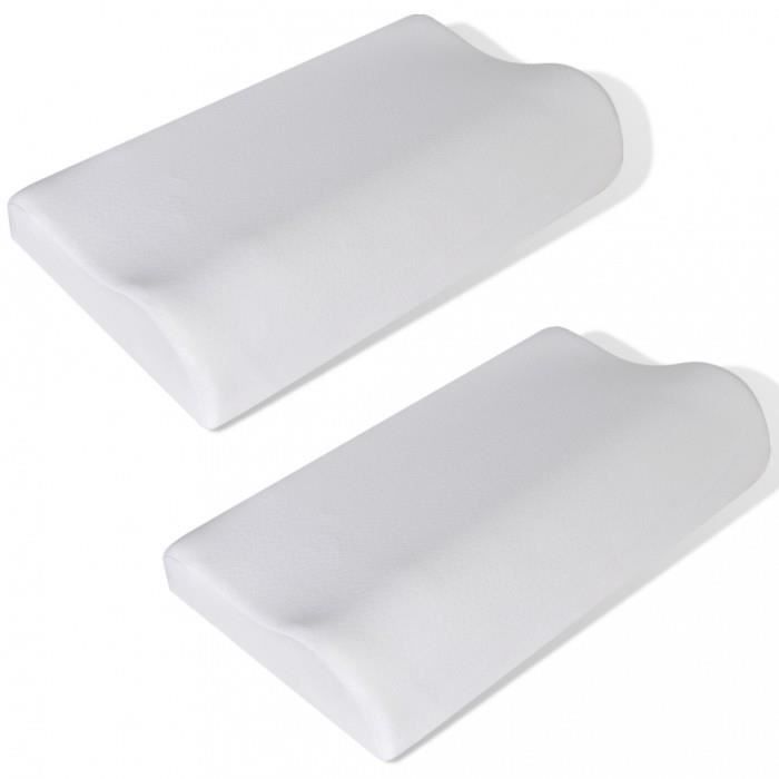 Aides au sommeil Set de 2 oreillers ergonomiques en mousse a memoire de forme