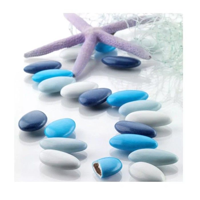 Dragées chocolat 500g - Coloris blanc bleu marine caraïbes - Fabrication française