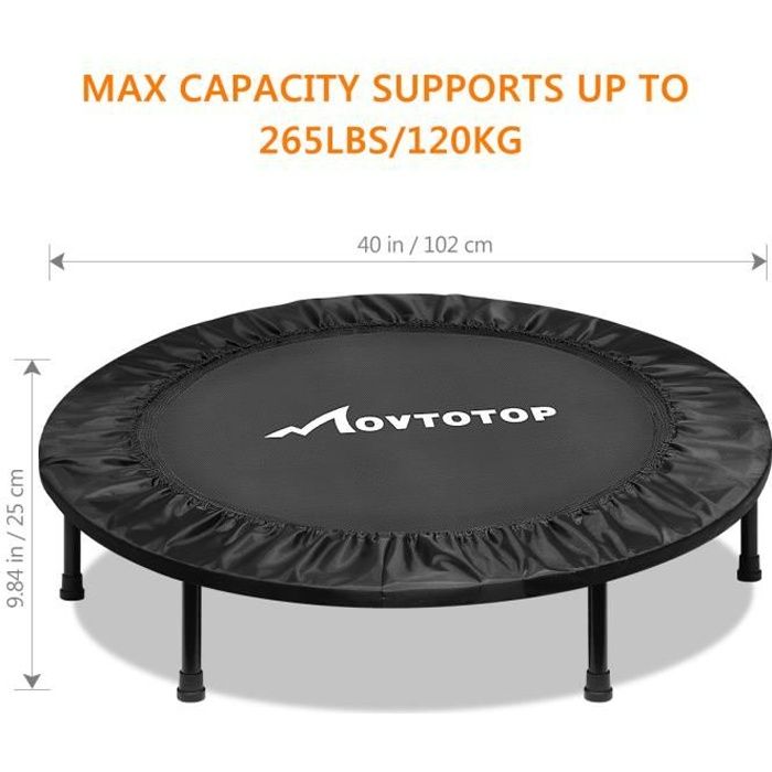 40 PCS pliable aérobic fitness trampoline rond trampoline aérobic formateur pèse jusqu'à 120 kg (noir)