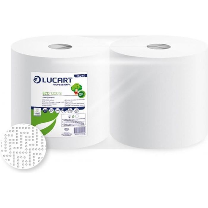 Bobine essuyage ouate blanche Ecolabel (2 x 1000 Feuilles)