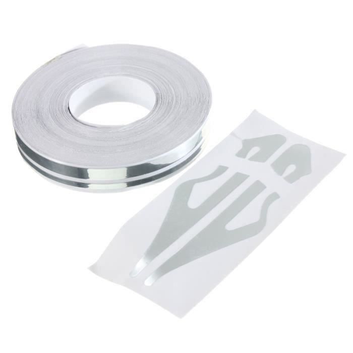 HT Sticker Autocollant Décoration Adhésif 12Mm Bande Ruban Vinyle pour Voiture Auto Argente - HTAVC824AA4244