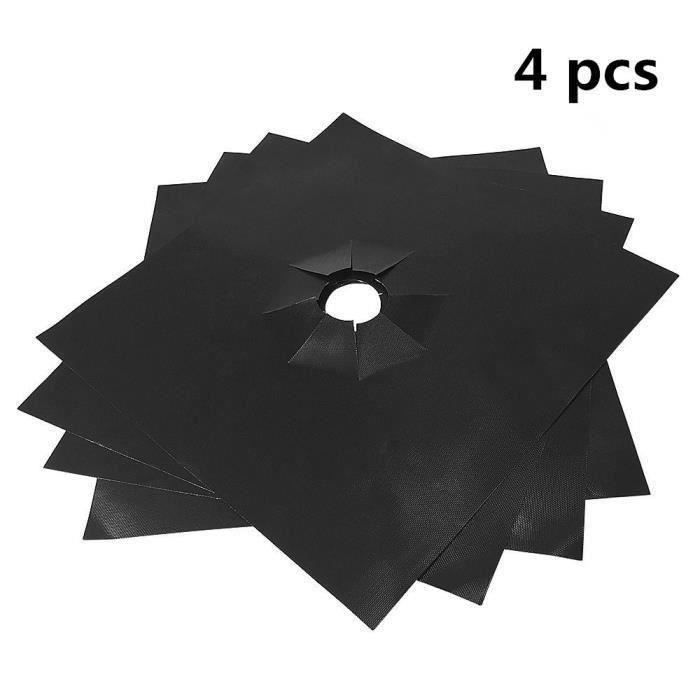 Protection Cuisinière, 4 Feuilles de Protection à Brûleurs Gaz, Protection Gazinière 27 x 27cm Réutilisable Anti-adhésif en F T04D2