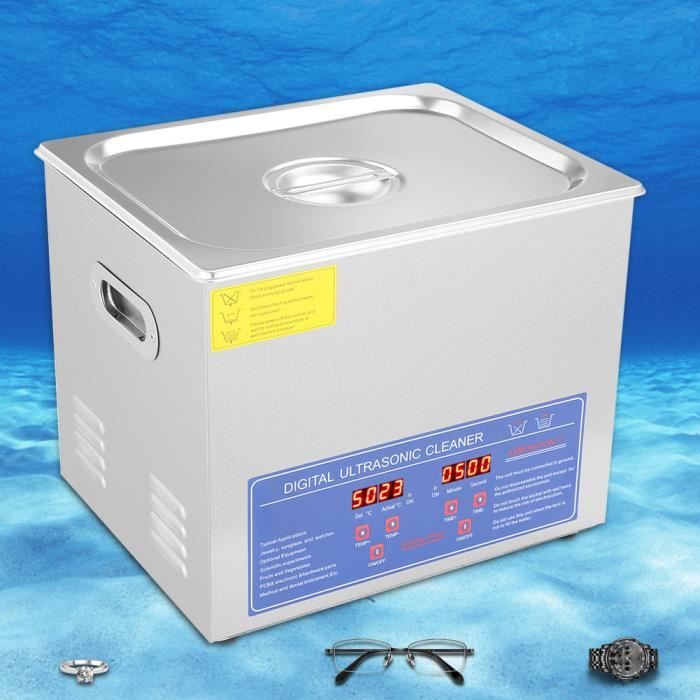 Bohushop® 10L Nettoyeur à Ultrasons Numérique Affichage Ultrasonique Professionnel Appareil Nettoyeur Ultrasonique en Acier