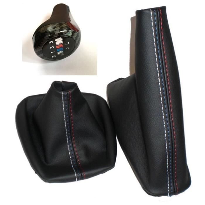 Pièces Auto,Pommeau de levier manuel en cuir véritable, levier de vitesses pour BMW série 3 E36 E46 M3 - Type carbon fiber 5s M
