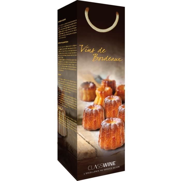 CLASSWINE Pochette pour 1 bouteille vin de Bordeaux cannelés