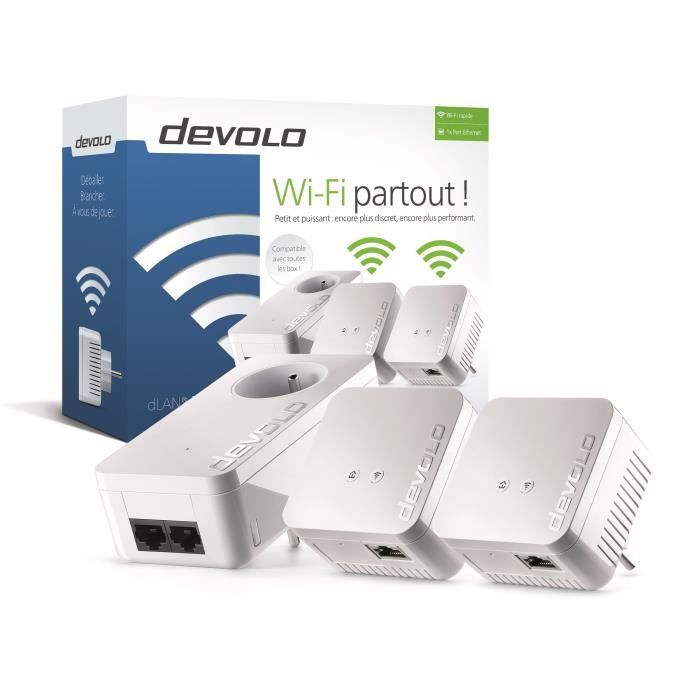 DEVOLO Kit 2 CPL Wi-Fi 550 Mbit/s + 1 CPL filaire 550 Mbit/s- Modèle 9639 dLAN 550 WiFi