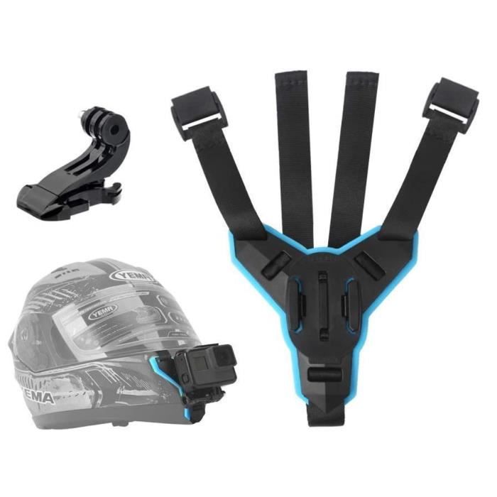 Convient Pour Gopro Mentonnière équipement d'équitation Casque de Moto Accessoires Boucle Support de Caméra de Sport-Bleu