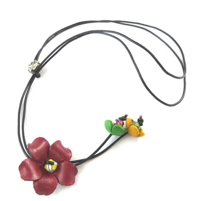 Collier artisanal cuir New Life (fait main)- Les Trésors De Lily [N9563]