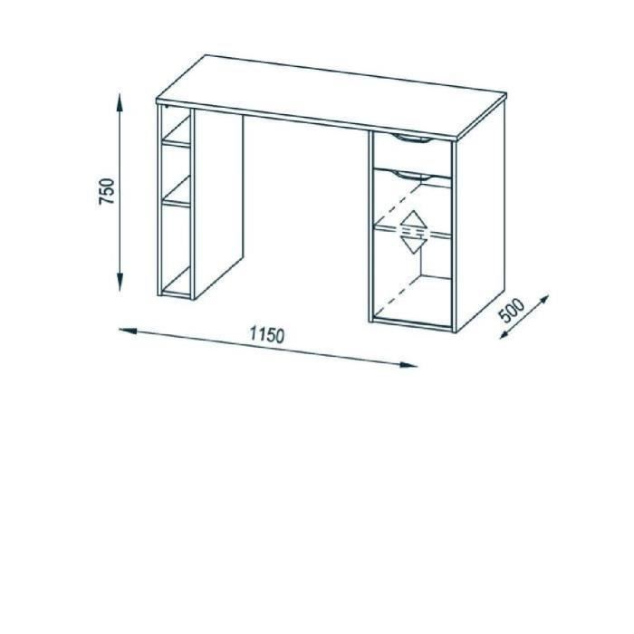 LANCIO Bureau 115X50x75 cm blanc laqué