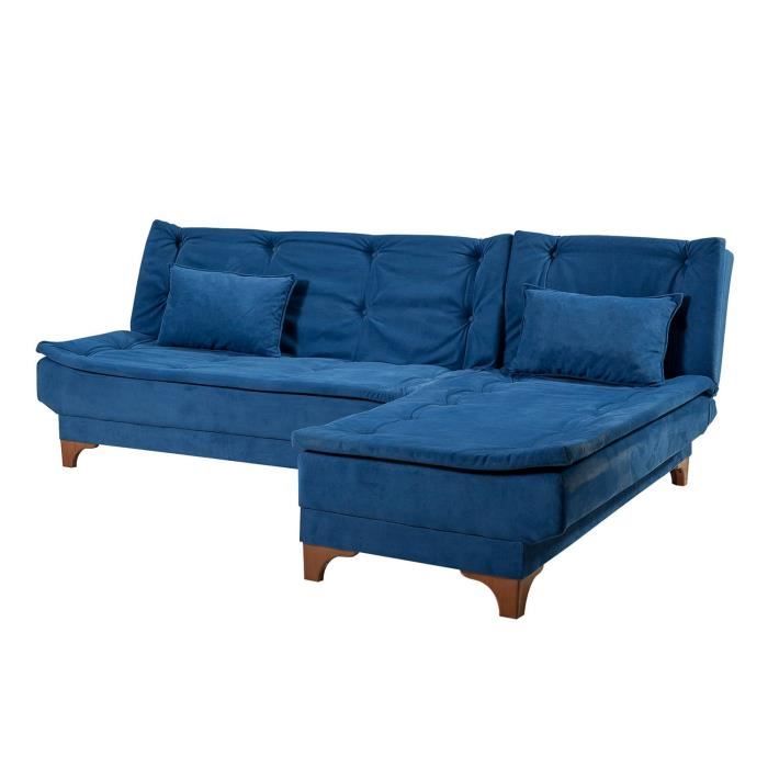 Canapé d'angle Bleu Tissu Confort