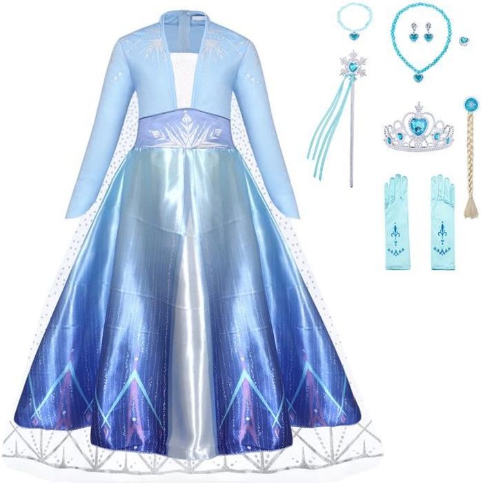 AmzBarley Filles Déguisements Reine des Neige Elsa Costume Princesse Robe et Accessoires Set pour Enfants Carnaval Halloween Robes