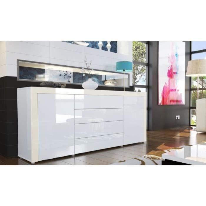 Buffet design laqué blanc/blanc/crème