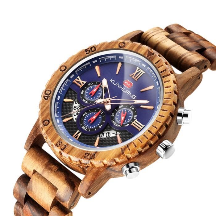 SHARPHY® Montre Homme en Bois marque de Luxe Chronographe montre