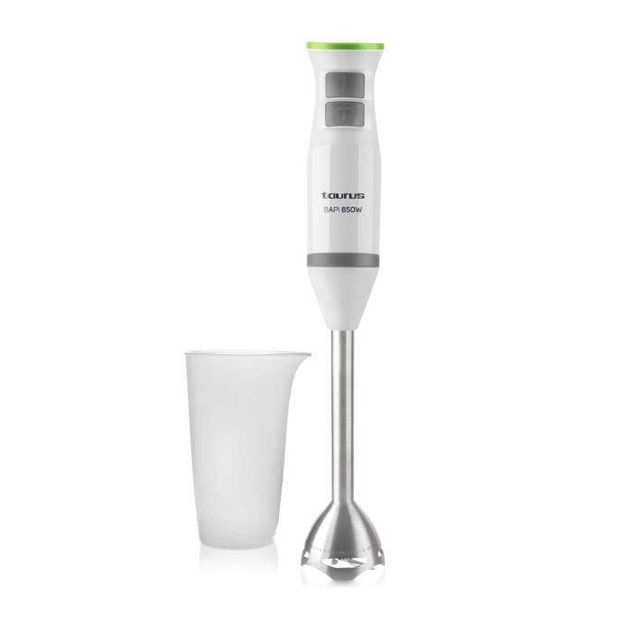 Mixeur plongeant Taurus Bapi 850 Inox de 850W avec 20 vitesses réglables + Turbo et bol mesureur